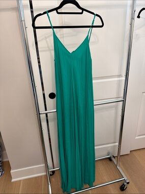 Women’s Teal Slip Maxi Dress with Spaghetti Straps